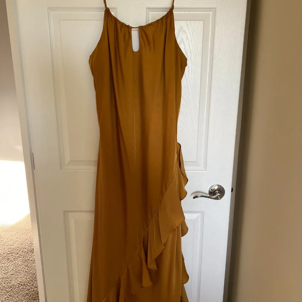 Banana Republic Ruffle Maxi Dress Golden Grass in L - Picture 5 of 10